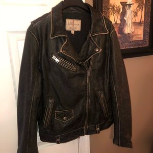 Brown Genuine Leather Bomber distressed look jacket